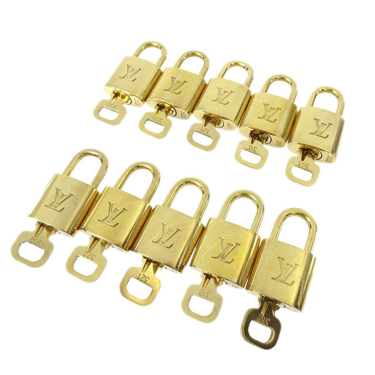 LOUIS VUITTON Padlock & Key Bag Accessories Charm 10 Piece Set Gold 50859