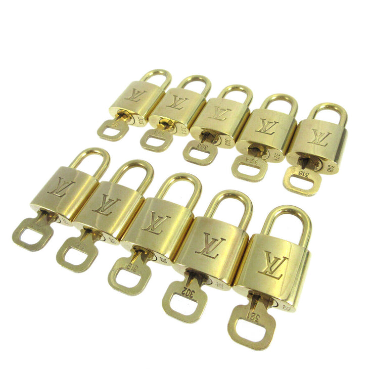LOUIS VUITTON Padlock & Key Bag Accessories Charm 10 Piece Set Gold 10156