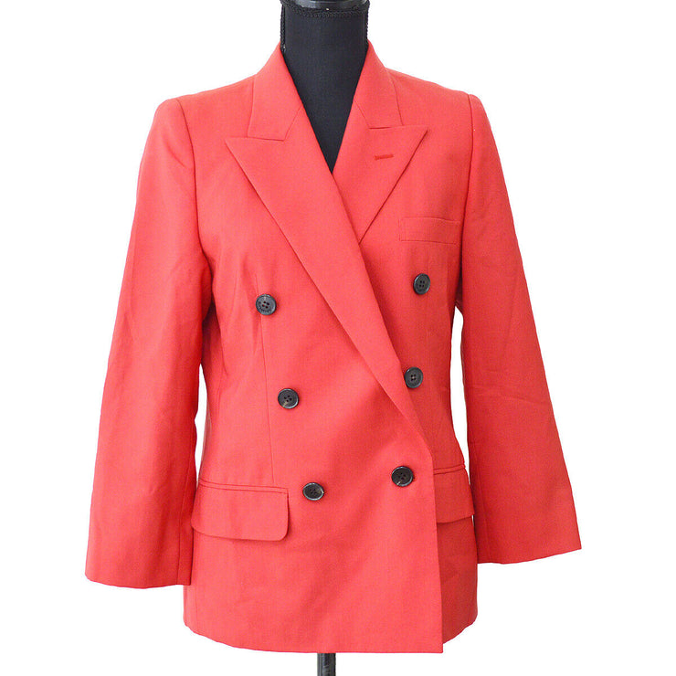 BURBERRY Vintage Logos Long Sleeve Coat Jacket Red Black Wool A30433