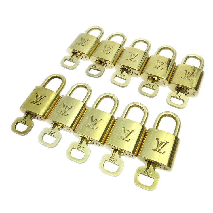 LOUIS VUITTON Padlock & Key Bag Accessories Charm 10 Piece Set Gold 92580