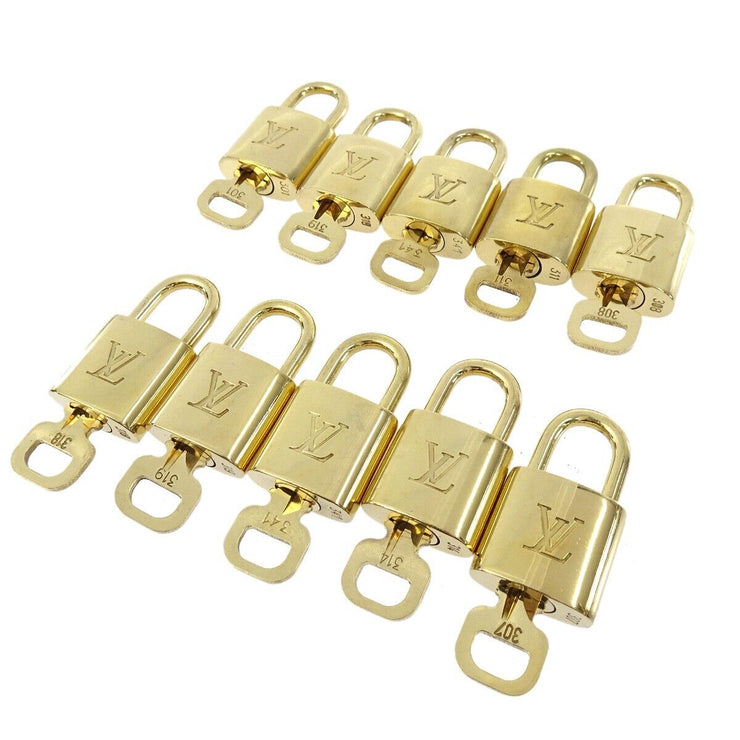LOUIS VUITTON Padlock & Key Bag Accessories Charm 10 Piece Set Gold 21124