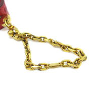 HERMES Key Chain Glove Holder Red Gold Leather France 00403