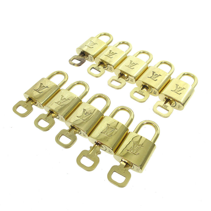 LOUIS VUITTON Padlock & Key Bag Accessories Charm 10 Piece Set Gold 34795