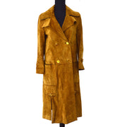 GUCCI Vintage Logos Long Sleeve Coat Jacket Brown Suede #42 AK34108j