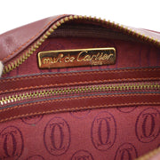 CARTIER Must De Cartier Shoulder Bag Purse Italy Bordeaux Leather 42044