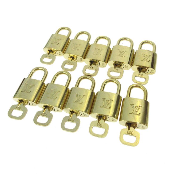 LOUIS VUITTON Padlock & Key Bag Accessories Charm 10 Piece Set Gold 70358