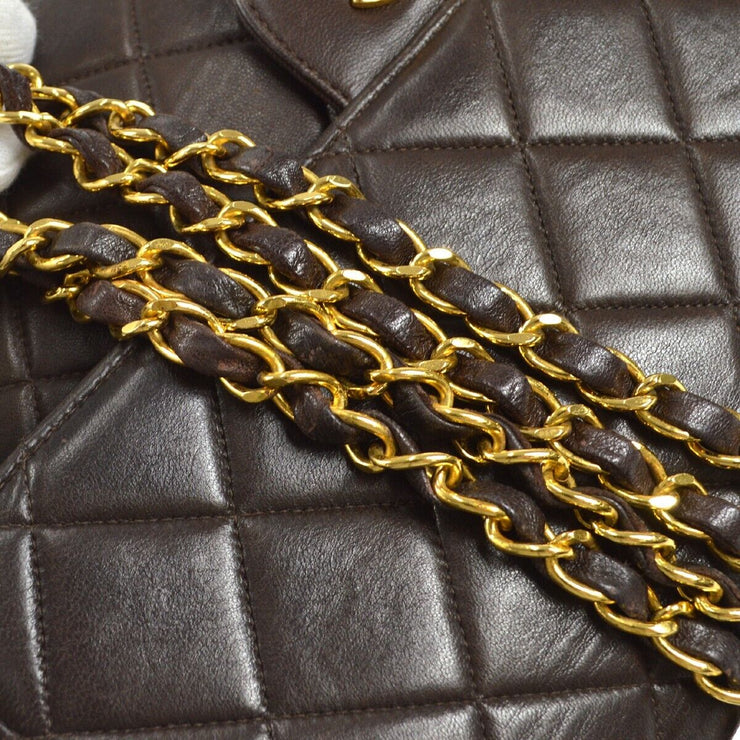 CHANEL Classic Both Side Flap Jumbo Shoulder Bag Brown Lambskin 4461954 71313