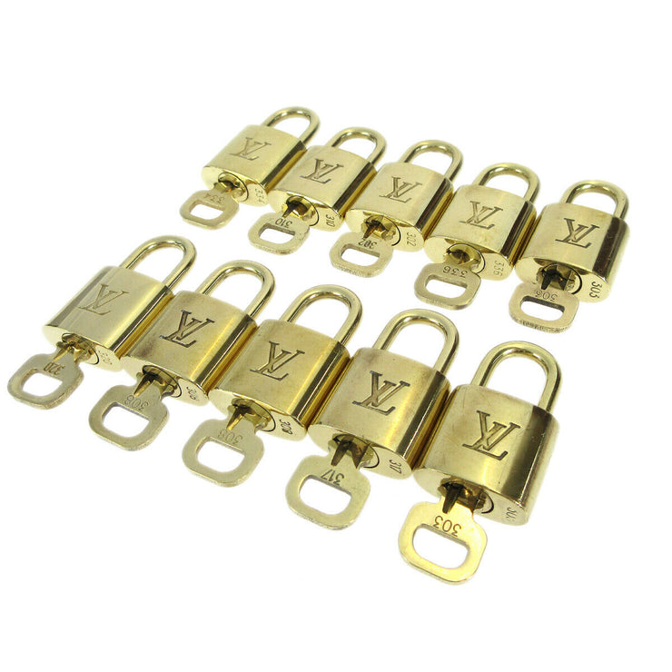 LOUIS VUITTON Padlock & Key Bag Accessories Charm 10 Piece Set Gold 10517
