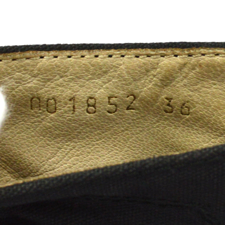 CHANEL Vintage CC Logos Sneakers Shoes Black Canvas #36 AK35532g