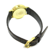 GUCCI 3000.2.L Ladies Quartz Wristwatch Watch Gold plated Brown 90315