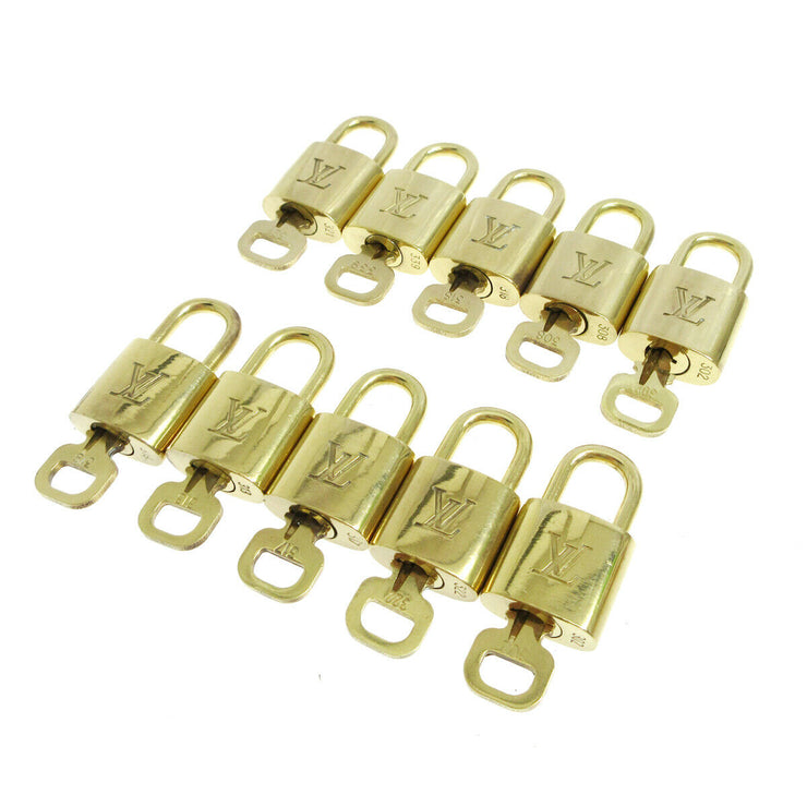 LOUIS VUITTON Padlock & Key Bag Accessories Charm 10 Piece Set Gold 34870