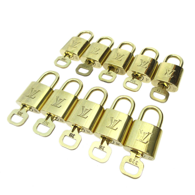 LOUIS VUITTON Padlock & Key Bag Accessories Charm 10 Piece Set Gold 83692