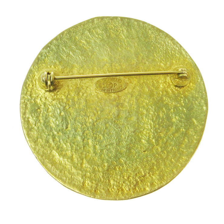 CHANEL CC Logos Medallion Motif Brooch Pin Corsage Gold-Tone 95P  03361