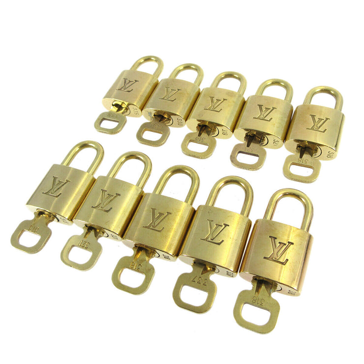 LOUIS VUITTON Padlock & Key Bag Accessories Charm 10 Piece Set Gold 10092