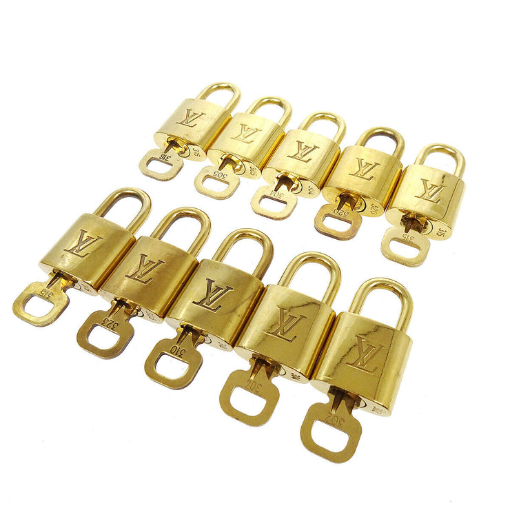 LOUIS VUITTON Padlock & Key Bag Accessories Charm 10 Piece Set Gold 40157
