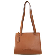 CHANEL CC Shoulder Tote Bag Brown Caviar Skin Leather 06013