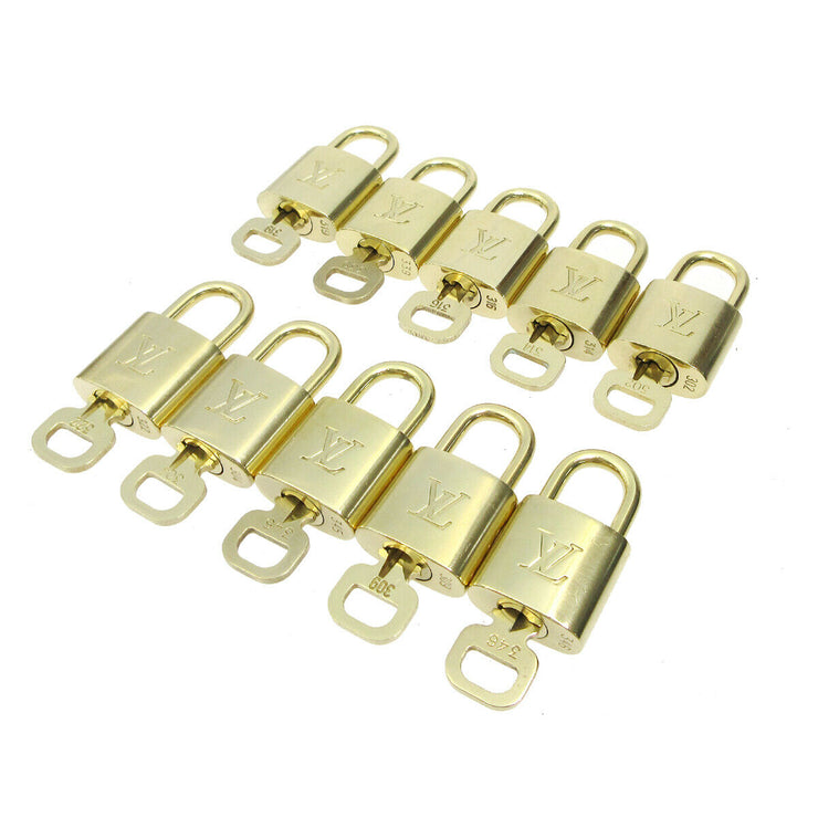 LOUIS VUITTON Padlock & Key Bag Accessories Charm 10 Piece Set Gold 41608