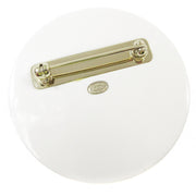 CHANEL CC La Pausa Logos Brooch Pin Corsage Gold-Tone Plastic White D19C 02625