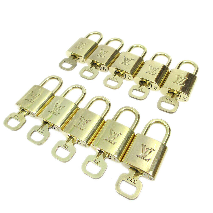 LOUIS VUITTON Padlock & Key Bag Accessories Charm 10 Piece Set Gold 72963
