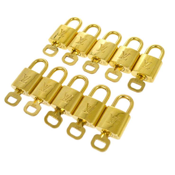 LOUIS VUITTON Padlock & Key Bag Accessories Charm 10 Piece Set Gold 81078