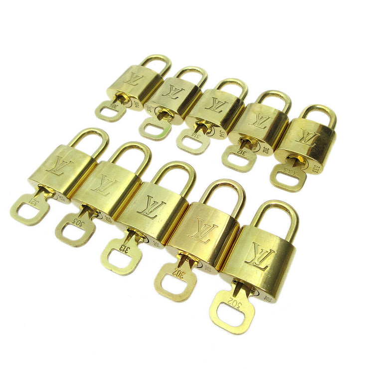 LOUIS VUITTON Padlock & Key Bag Accessories Charm 10 Piece Set Gold 20223