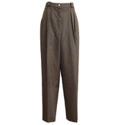 CHANEL 002210 #42 CC Logos Button Pants Brown 100% Wool 05758