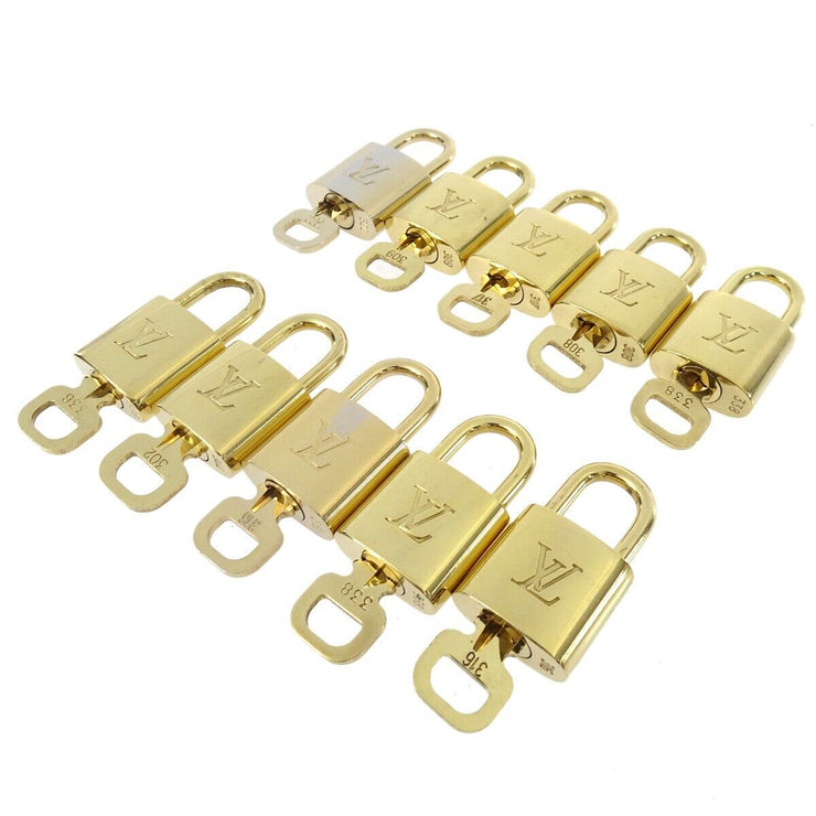 LOUIS VUITTON Padlock & Key Bag Accessories Charm 10 Piece Set Gold 21225