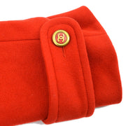 CHANEL CC Logos Button Long Sleeve Jacket Coat Red Cashmere Y03070j