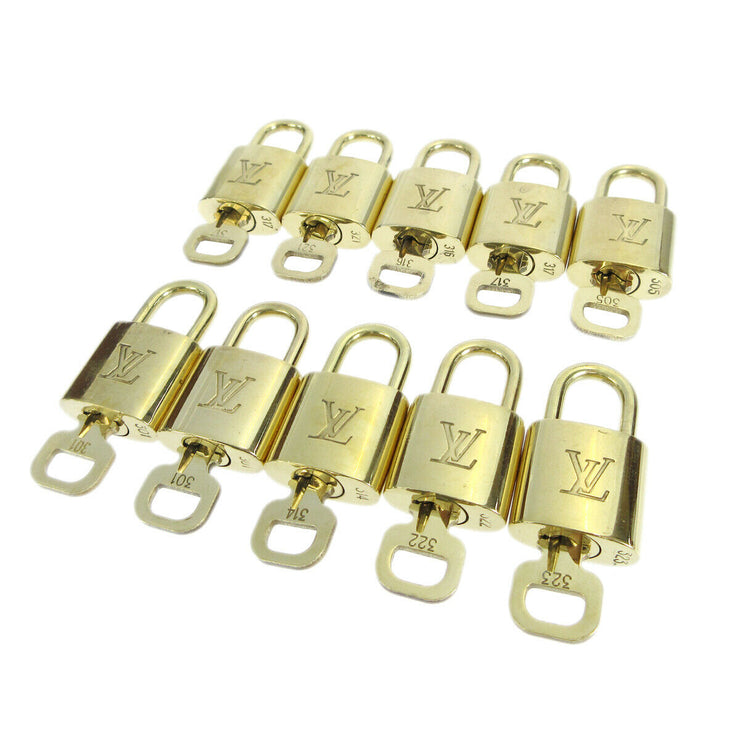 LOUIS VUITTON Padlock & Key Bag Accessories Charm 10 Piece Set Gold 10322