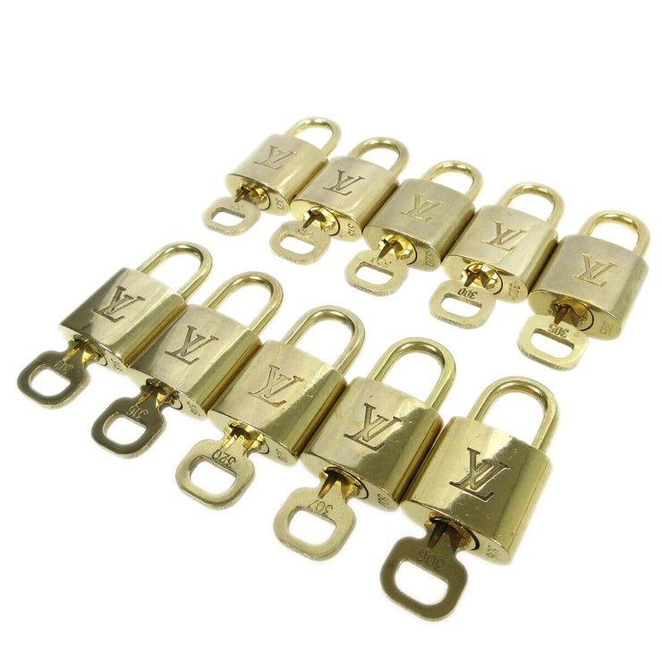 LOUIS VUITTON Padlock & Key Bag Accessories Charm 10 Piece Set Gold 70198
