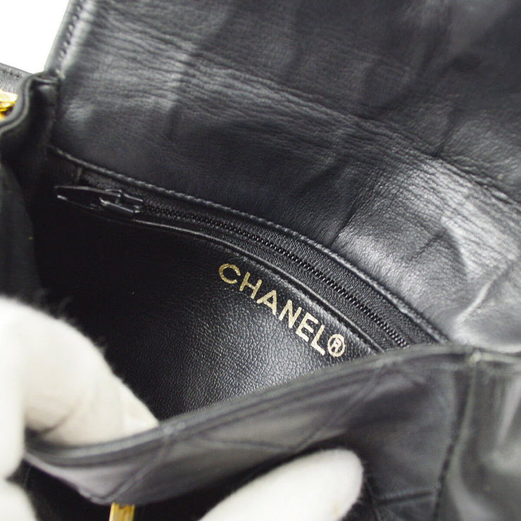 CHANEL Cosmos Quilted CC Chain Bum Bag Waist Pouch Black Leather WA00391h