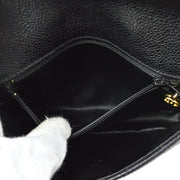 CHANEL Quilted CC Waist Bum Bag Purse Black Caviar Skin Leather 80/32 AK38577b