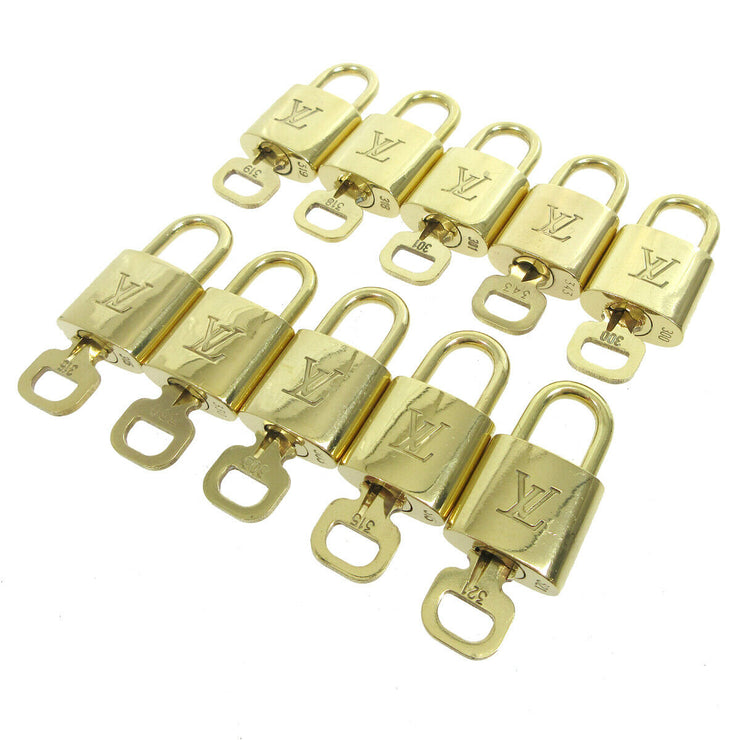 LOUIS VUITTON Padlock & Key Bag Accessories Charm 10 Piece Set Gold 34258