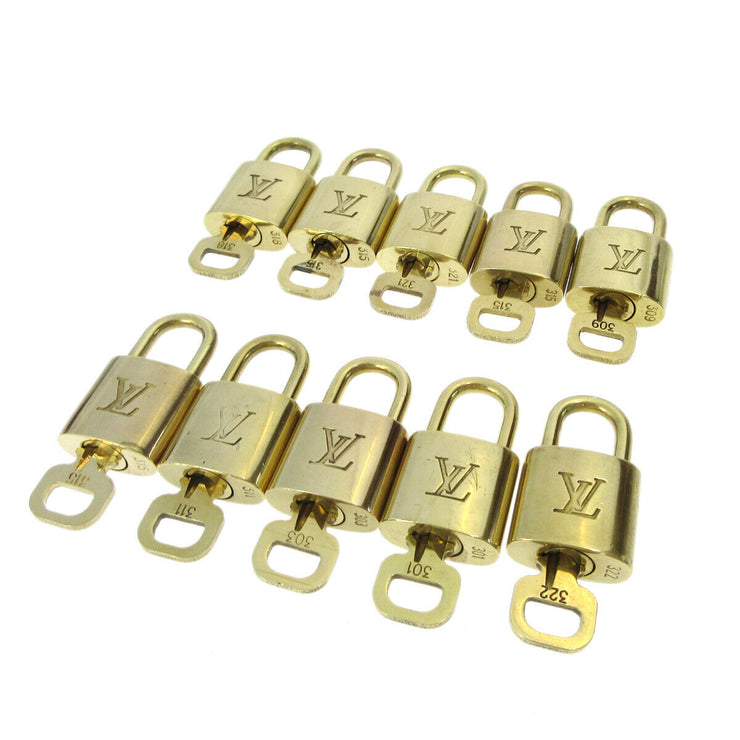 LOUIS VUITTON Padlock & Key Bag Accessories Charm 10 Piece Set Gold 80334