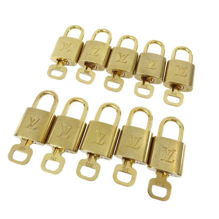 LOUIS VUITTON Padlock & Key Bag Accessories Charm 10 Piece Set Gold 50724