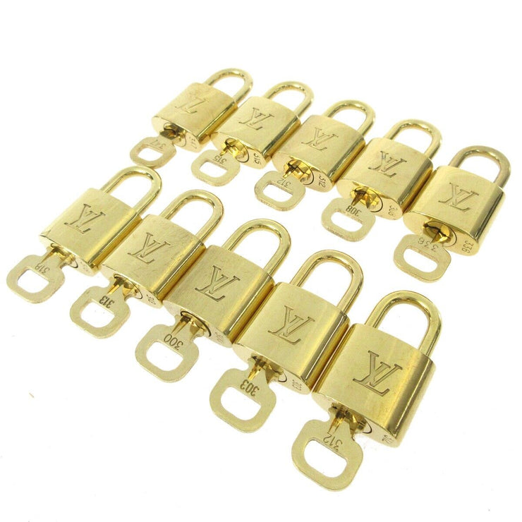 LOUIS VUITTON Padlock & Key Bag Accessories Charm 10 Piece Set Gold 42429