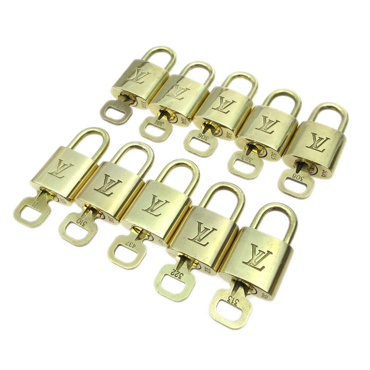 LOUIS VUITTON Padlock & Key Bag Accessories Charm 10 Piece Set Gold 30073