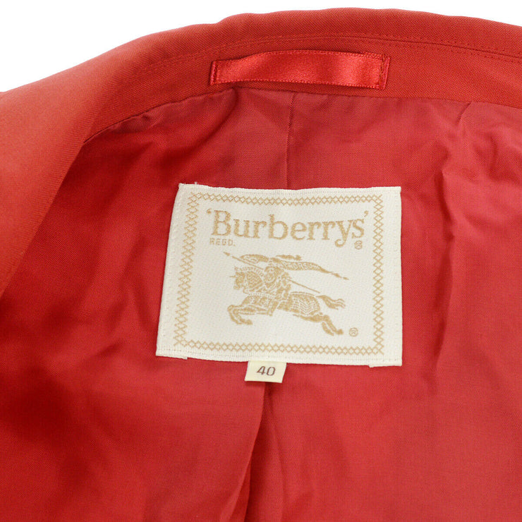 BURBERRY Vintage Logos Long Sleeve Coat Jacket Red Black Wool A30433