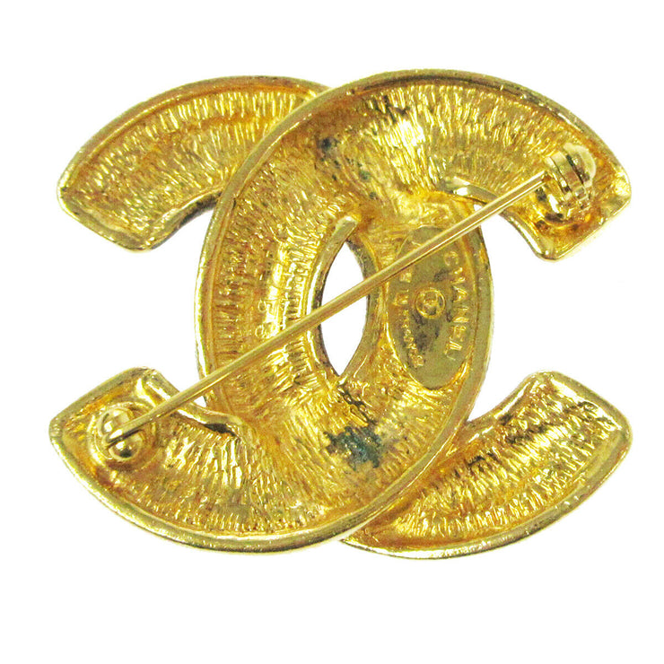 CHANEL CC Logos Quilted Brooch Pin Gold-Tone Accessories Vintage AK38329f