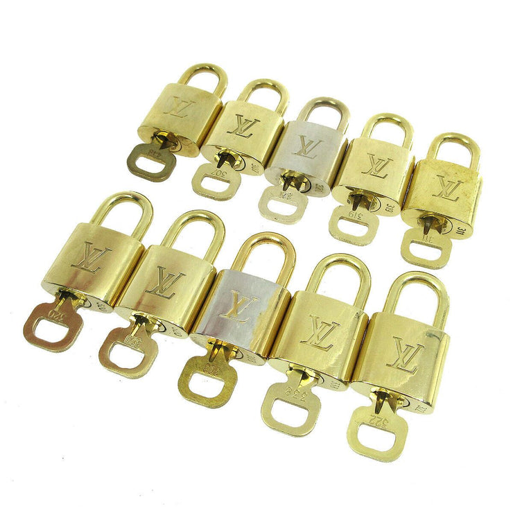 LOUIS VUITTON Padlock & Key Bag Accessories Charm 10 Piece Set Gold 06170
