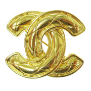 CHANEL CC Logos Quilted Brooch Pin Corsage Gold-Tone 1153 Accessories 03362