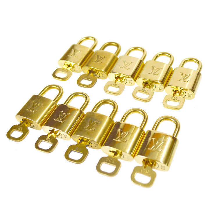 LOUIS VUITTON Padlock & Key Bag Accessories Charm 10 Piece Set Gold 90614