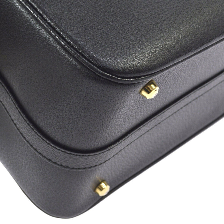 GUCCI Bamboo Line 2way Cosmetic Vanity Hand Bag Black Leather G03692j