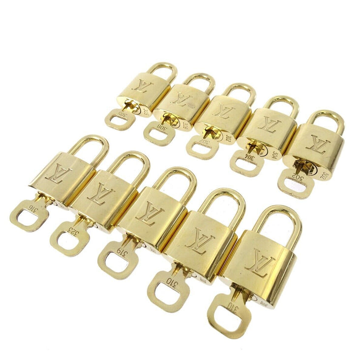LOUIS VUITTON Padlock & Key Bag Accessories Charm 10 Piece Set Gold 11903