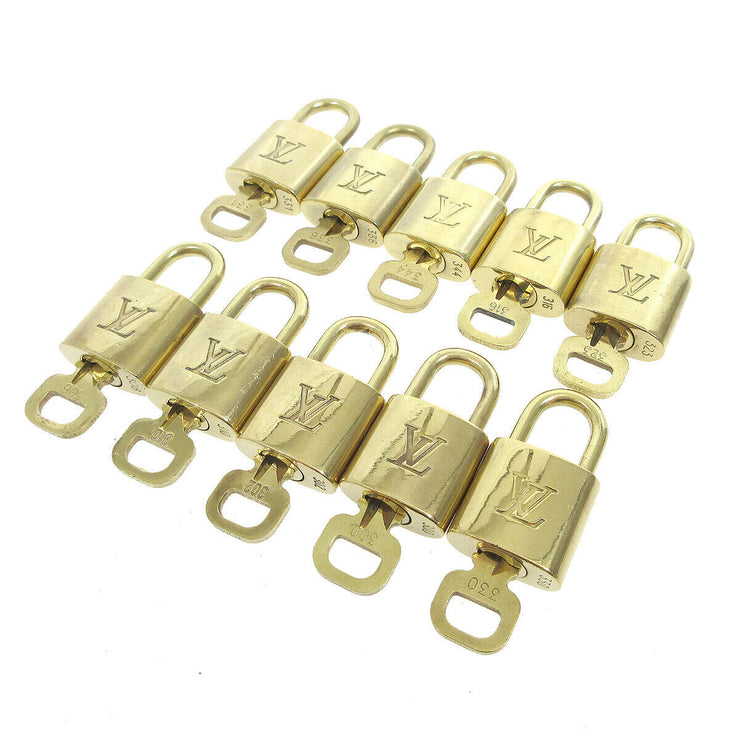 LOUIS VUITTON Padlock & Key Bag Accessories Charm 10 Piece Set Gold 35668