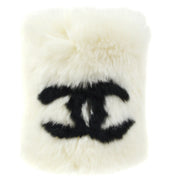 CHANEL CC Logos Fur Bracelet Bangle Wristband Black White RK12848g