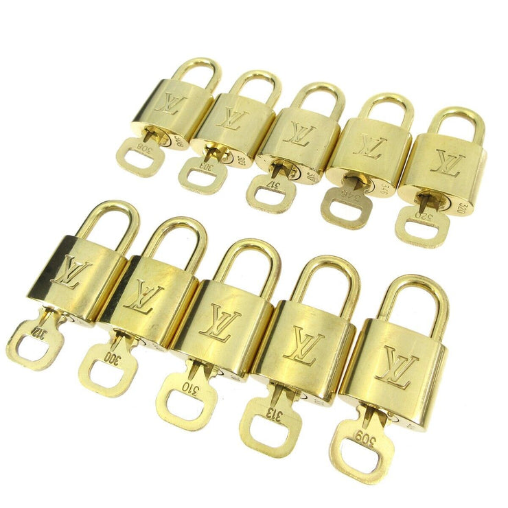 LOUIS VUITTON Padlock & Key Bag Accessories Charm 10 Piece Set Gold 42560