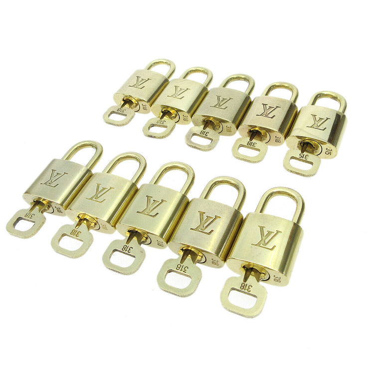 LOUIS VUITTON Padlock & Key Bag Accessories Charm 10 Piece Set Gold 62317