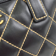 CHANEL Wild Stitch CC Hand Bag Black 10315