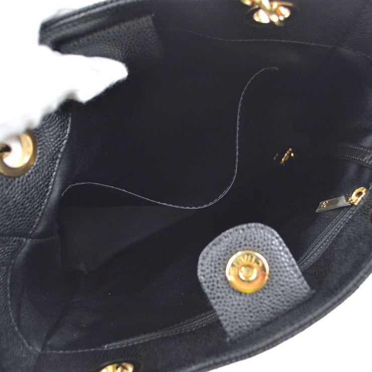 Chanel Petite Shopping Tote PST Chain Hand Tote Bag Black Caviar 15712232 67836